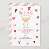 Pink Hearts & Champagne Glass Girls’ Night 招待状 (正面/裏面)