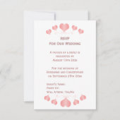 Pink Hearts Design Wedding 出欠カード (正面)