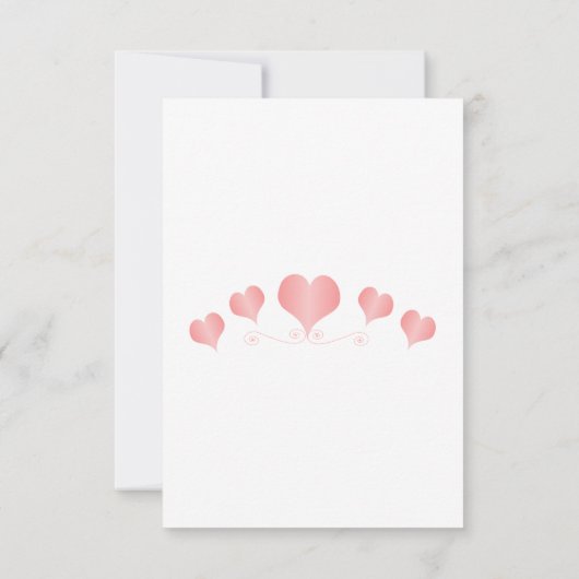 Pink Hearts Design Wedding 出欠カード (裏面)