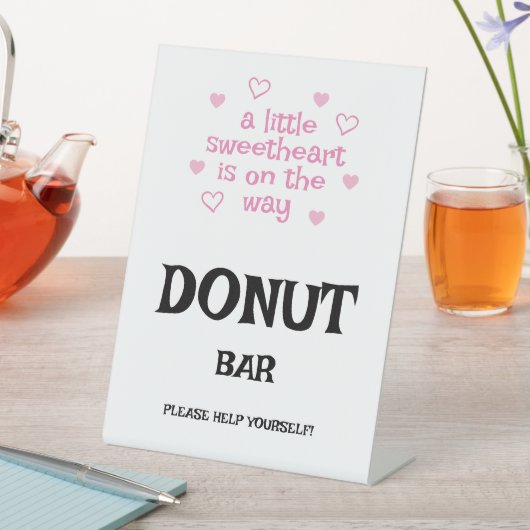 Pink hearts Donut Bar Shower  台座サイン (インサイチュ)
