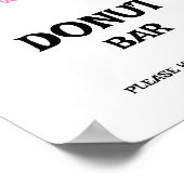 Pink hearts Donut Bar Shower Sign ポスター (角)