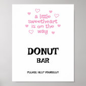 Pink hearts Donut Bar Shower Sign ポスター (正面)