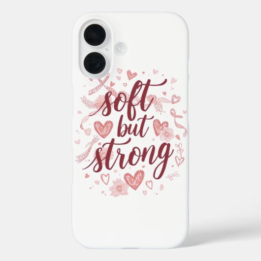 Pink Hearts Empowering "Soft But Strong" Graphic Case-Mate iPhoneケース (裏面)
