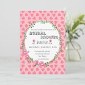  Pink Hearts Flower Bridal Shower Invitation Card 招待状 (スタンド正面)