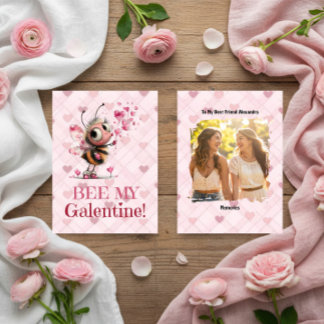 Pink Hearts Galentine's Day Best Friend Card シーズンカード
