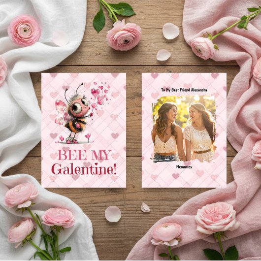 Pink Hearts Galentine's Day Best Friend Card シーズンカード