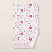 Pink Hearts Girl’s Custom Name Bath Towel Set バスタオルセット (ハンドタオル)