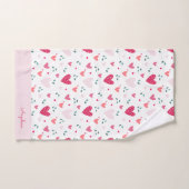 Pink Hearts Girl’s Custom Name Bath Towel Set バスタオルセット (ハンドタオル)