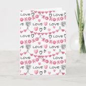 Pink Hearts Love Doodle Script Pattern Valentine's カード (正面)