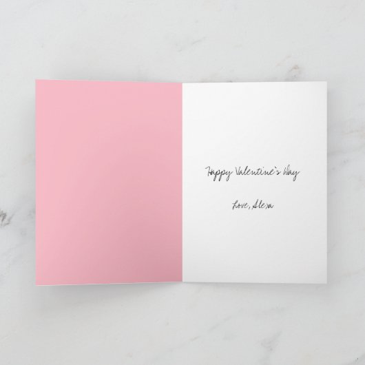 Pink Hearts Love Doodle Script Pattern Valentine's カード (内部)