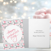 Pink Hearts Love Typography Happy Valentine's Day カード