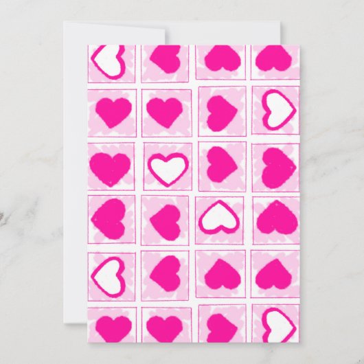 Pink Hearts Love XOXO 招待状 (正面)