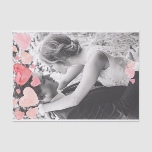 Pink Hearts Overlay Add Your Own Photo 薄葉紙 (正面)