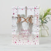 Pink Hearts Overlay Valentine’s Day Photo Card 招待状 (スタンド正面)
