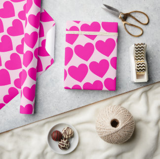 Pink hearts Pastel Pink Background Wrapping Paper ラッピングペーパー