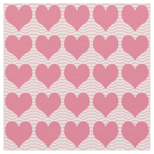 Pink Hearts Pattern ファブリック (クローズアップ)