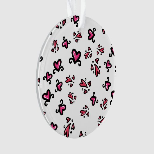 Pink Hearts Pattern – Cute Doodle Design オーナメント (正面)
