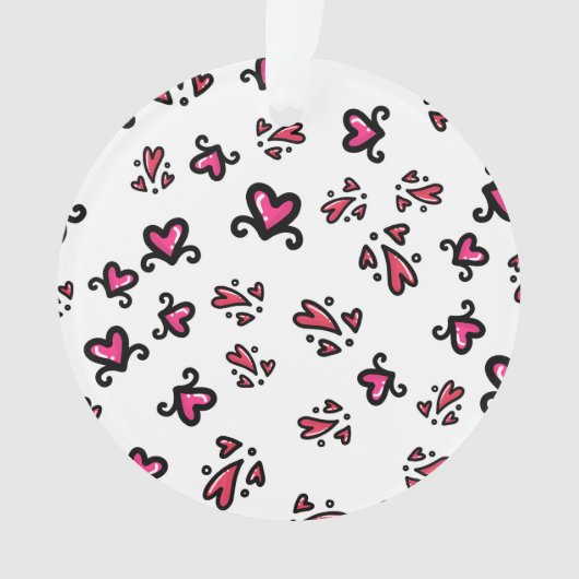 Pink Hearts Pattern – Cute Doodle Design オーナメント (正面)