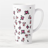 Pink Hearts Pattern – Cute Doodle Design カフェラテマグ (右)