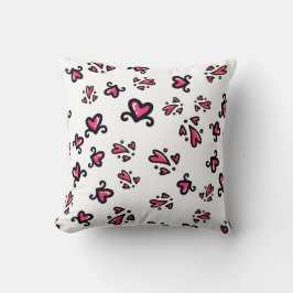 Pink Hearts Pattern – Cute Doodle Design クッション