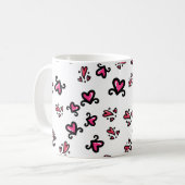 Pink Hearts Pattern – Cute Doodle Design コーヒーマグカップ (正面左)