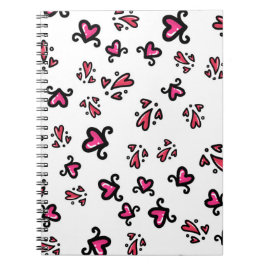 Pink Hearts Pattern – Cute Doodle Design ノートブック