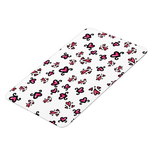 Pink Hearts Pattern – Cute Doodle Design マグネット (左側)