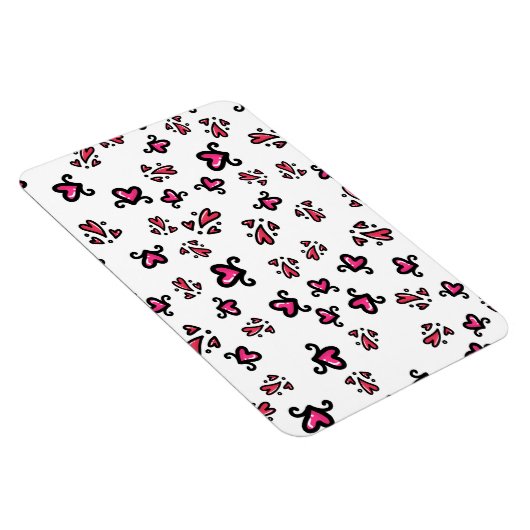 Pink Hearts Pattern – Cute Doodle Design マグネット (右側)