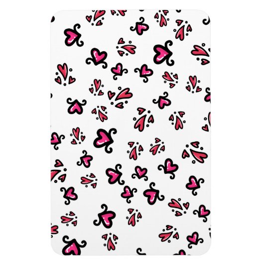 Pink Hearts Pattern – Cute Doodle Design マグネット (縦)