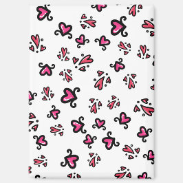 Pink Hearts Pattern – Cute Doodle Design マグネット