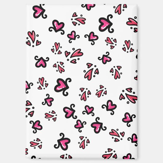 Pink Hearts Pattern – Cute Doodle Design マグネット (正面)