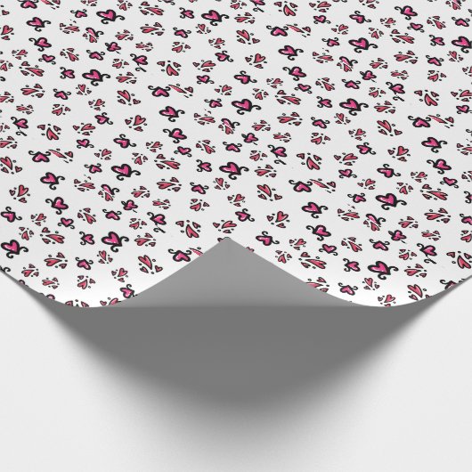 Pink Hearts Pattern – Cute Doodle Design ラッピングペーパー (角)