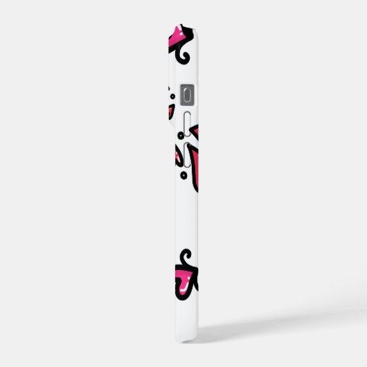 Pink Hearts Pattern – Cute Doodle Design iPhoneケース (左側面)