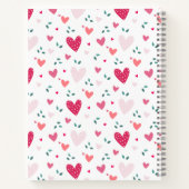 Pink Hearts Pattern Girly Custom Name Notebook ノートブック (裏面)