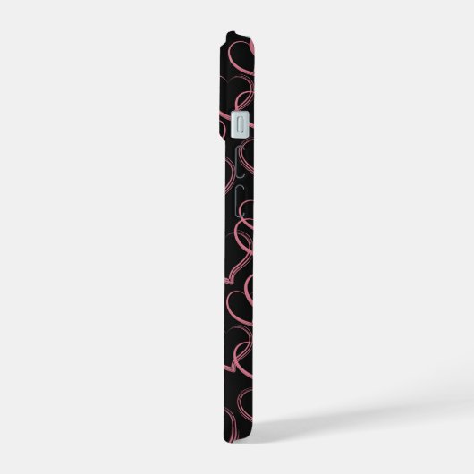  Pink Hearts Pattern iPhone 15ケース (左側面)