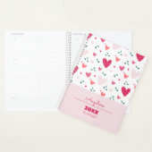 Pink Hearts Pattern Kids Academic School Planner プランナー手帳 (ディスプレー)