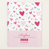 Pink Hearts Pattern Kids Academic School Planner プランナー手帳 (正面)