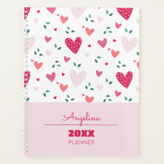 Pink Hearts Pattern Kids Academic School Planner プランナー手帳
