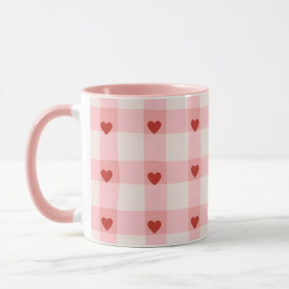 Pink Hearts Pattern Mug | Cute Love Coffee Cup マグカップ