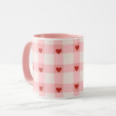 Pink Hearts Pattern Mug | Cute Love Coffee Cup マグカップ (正面左)
