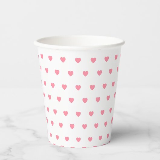 Pink Hearts Pattern Paper Cup 紙コップ (正面)