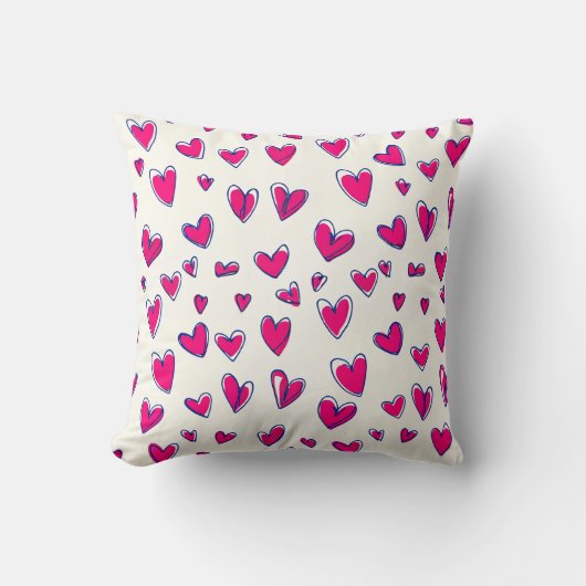 Pink Hearts Pattern Valentine's Day Decor クッション (正面)