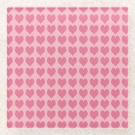 Pink Hearts Seamless Pattern ガラスコースター