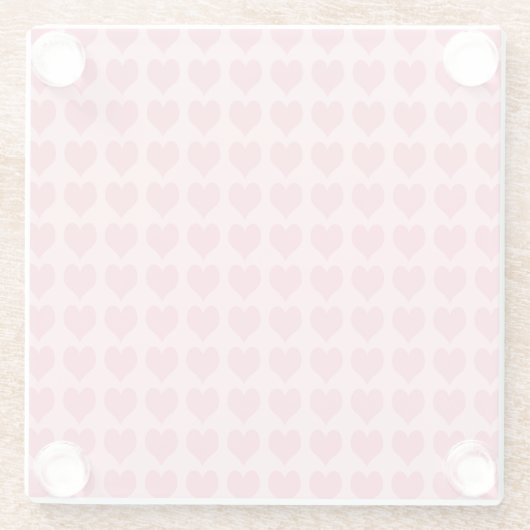 Pink Hearts Seamless Pattern ガラスコースター (裏面)