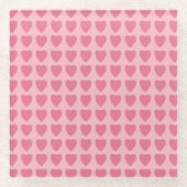 Pink Hearts Seamless Pattern ガラスコースター (正面)