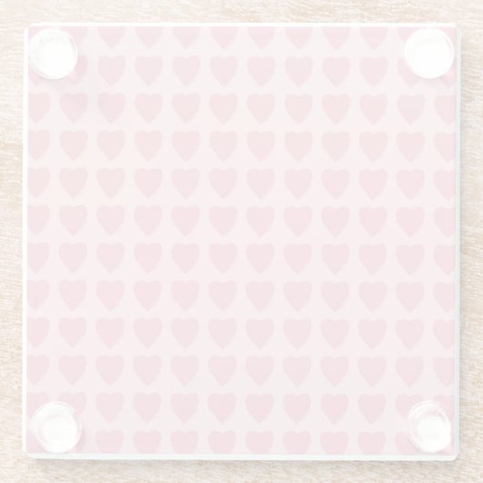 Pink Hearts Seamless Pattern ガラスコースター (裏面)