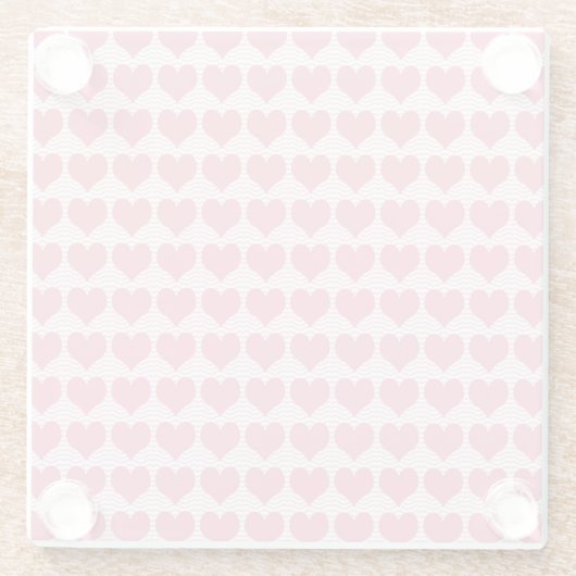 Pink Hearts Seamless Pattern ガラスコースター (裏面)
