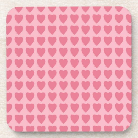 Pink Hearts Seamless Pattern コースター (正面)