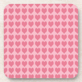 Pink Hearts Seamless Pattern コースター