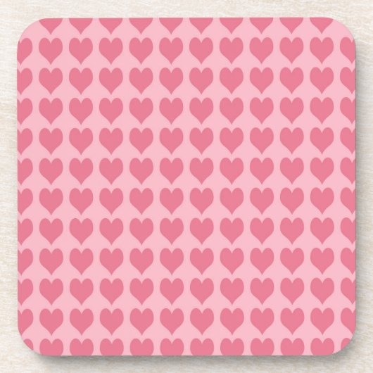Pink Hearts Seamless Pattern コースター (正面)